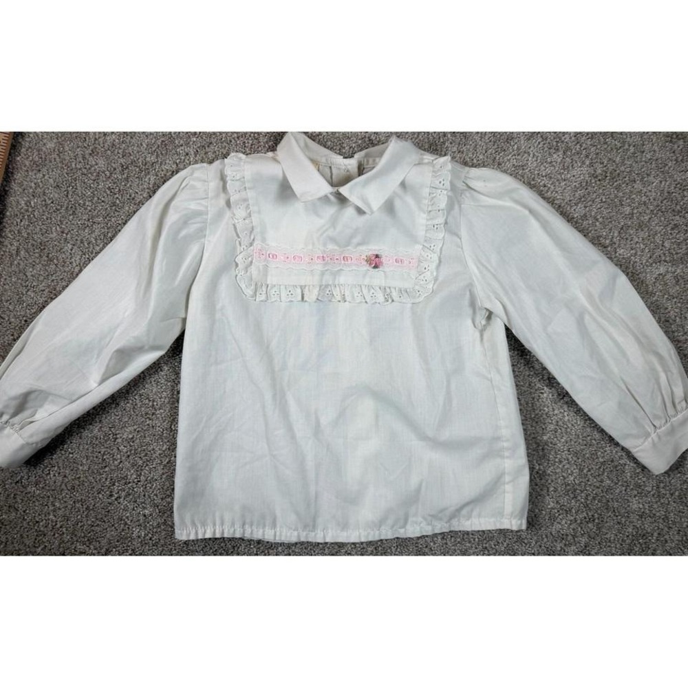 Vintage Girls White Lace Blouse Size 4 Belk Bugoff‎ Brand Cottagecore